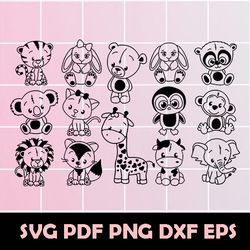 cute animal svg, cute animal  shilouette, cute animal  clipart, cute animal  eps, cute animal  dxf, cute animal  vector