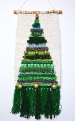 christmas tree weaving hand woven 62x25cm woven wall hanging large woven tapestry geometric wall