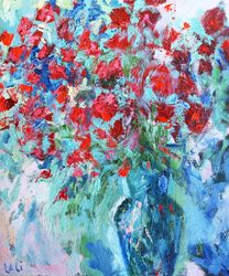 floral original oil painting garden flowers floral wall art small painting 30x24cm