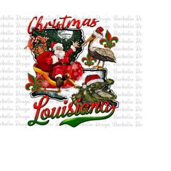 louisiana christmas white santa png sublimation design, merry christmas png, christmas animal png, louisiana png,happy n