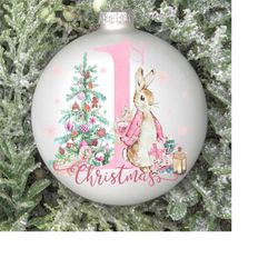 first christmas png, peter rabbit girl first christmas, pink first christmas rabbit, first christmas girl png, baby girl