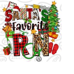 santa&39s favorite rn registered nurse png, merry christmas png, happy new year png, christmas nurse png, sublimate desi