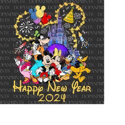 happy new year 2024 png, mouse and friends png, mouse head, family vacation png, magical kingdom, family trip png, 2024