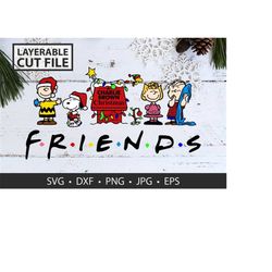friends snooopy charlie lucy brown dog merry christmas funny wars movie characters t shirt digital download cutable svg