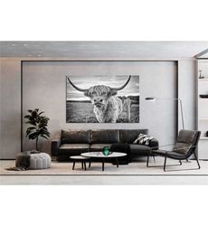 scottish cattle, cattle wall art, scottish highland landscape,