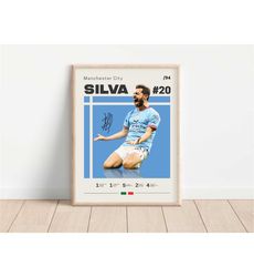 bernardo silva poster, manchester city football print, football