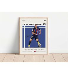 robert lewandowski poster, fc barcelona, football print, football