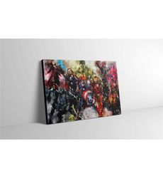 avengers watercolor canvas print - marvel wall art