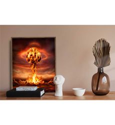 explosion art canvas, mushroom cloud,nuclear bomb, apocalypse art,