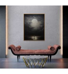 aesthetic man moonlight cloud poster/canvas, dark academia decor,