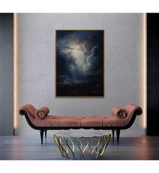 aesthetic moonlight cloud poster/canvas, dark academia decor, dark