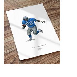 barry sanders detroit lions football illustrated poster, barry sanders poster, gift for detroit lions fans