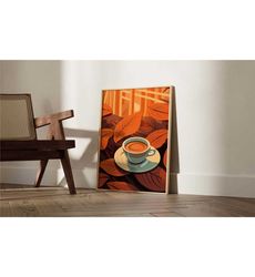 autumn floral coffee print, coffee poster, exhibition poster,