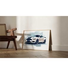 ford mustang poster print: american car art, sport