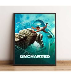 uncharted poster, tom holland wall art, mark wahlberg