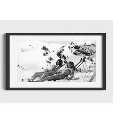 vintage apres ski bikini sun tanning photo -