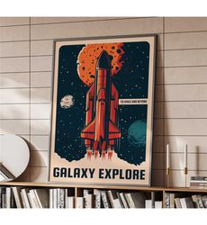 galaxy explore retro poster | home decor |