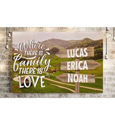 personalized landscape field mountain multi name family canvas