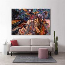 abstract african jazz art canvas print - jazz canvas art - jazz club painting - colorful african jazz painting canvas -