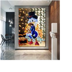 duck and dollar canvas print - mcduck and dollar wall art - mcduck wall decor -duck and dollar home decor -duck and doll