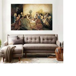 jesus christ last supper canvas print - christian wall art - religious wall decor - last supper jesus canvas art - jesus