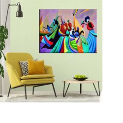 colorful africa dancer canvas print - ethic africa wall decor - african dancer wall art - modern african artwork - afric