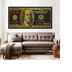 big benjamin 100 dollar canvas print - big benjamin wall decor - 100 dollar wall art - big benjamin canvas art gift - 10