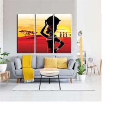 african ethnic canvas print - african retro art - african woman wall art - african painting - african wall decor - afric