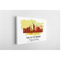 new york city wall art, new york city skyline , new york pastel poster, large wall art, new york poster, new york canvas