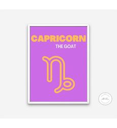 astrology poster capricorn, capricorn wall art zodiac poster