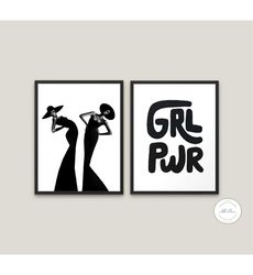 set of 2 fashion photography girl power black