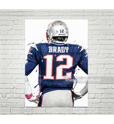 tom patriots jersey poster, canvas, football print, sports