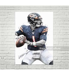 justin fields chicago poster, canvas, football print, sports