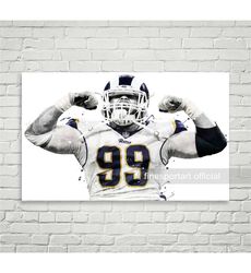 aaron donald los angeles poster, canvas, football print,