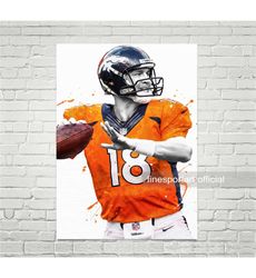 peyton manning denver poster, canvas, football print, sports