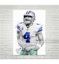 dak prescott dallas cowboys poster, canvas, football print,