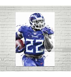 derrick henry tennessee poster, canvas, football print, sports
