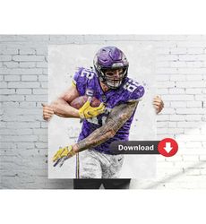 kyle rudolph minnesota poster, digital download, football print,