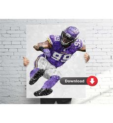 danielle hunter minnesota poster, digital download, football print,