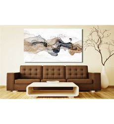 japanese landscape painting of abstract mountain canvas wall