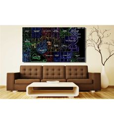 cyberpunk city map canvas ,map wall art,cyberpunk city