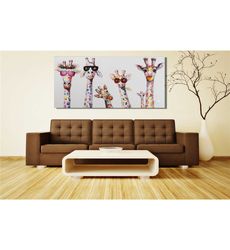 giraffe family canvas wall art,giraffe wall art,giraffe poster,