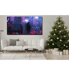 cyberpunk city canvas wall art,cyberpunk city poster, neo