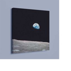 earthrise nasa photography canvas, printed canvas of earth from space, space photo, milky way galaxy photography, space