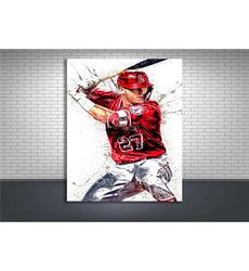 mike trout poster print, gallery canvas wrap, los