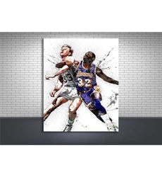 larry bird, magic johnson poster, gallery canvas wrap,