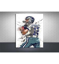 roger staubach poster, dallas cowboys, gallery canvas wrap,