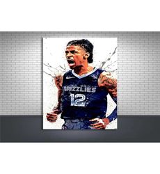 ja morant poster, memphis grizzlies, gallery canvas wrap,