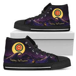 before christmas nightmare halloween moonlight chlcago cubs mlb custom canvas high top shoes