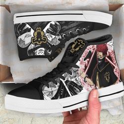 black bull zora ideale high top shoes custom black clover anime for fans